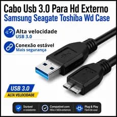Cabo Usb 3.0 Para Hd Externo Samsung Seagate Toshiba Wd Case