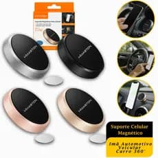 Kit Suporte Celular Magnético Imã Automotivo Veicular Carro 360° H'maston CJ-52