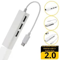 Hub Tipo C Com 3 Portas Usb 1 Porta Rj45 Premium