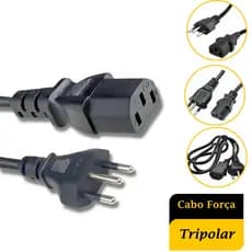Cabo Forca Tripolar P/ Fonte Monitor Pc 1,5 M Padrão Inmetro