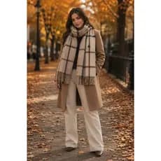 Cachecol Xadrez Lenço Echarpe Pashmina Feminino Inverno Macio com Franja Flanelado