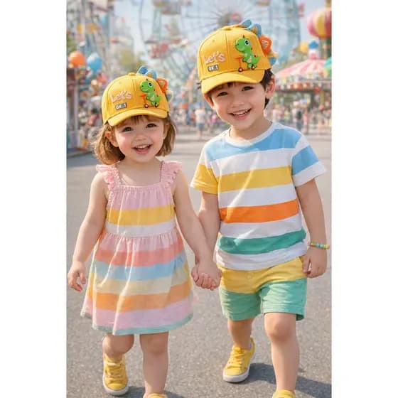 Boné Dinossauro Rex 3D Cartoon Infantil Unissex Com Ajuste Aba Curva Várias Cores
