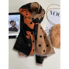 Cachecol Lenço Echarpe Pashmina Feminino Inverno Macio Estampa Urso Coração com Franja