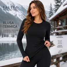 Blusa Segunda Pele Térmica Feminina Flanelada Manga Longa Frio Intenso Inverno Roupa Térmica Quentinha