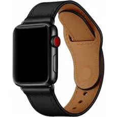 Pulseira Botão Preto Fecho Preto Compatível com Apple Watch