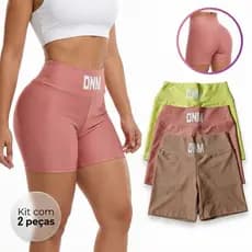 Kit 2 Short Fitness Feminino esportivo Bermuda meia coxa Treino Academia Musculação Esportes