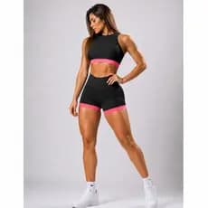 Conjunto Fitness Academia feminino Suplex Short e Top Zero Transparência Conjunto para o dia a dia