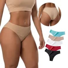 Kit 3 Calcinha Sem Costura Tanga Corte A Laser Não Marca Confortável Lisa Básica Moda Feminina