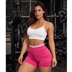 Conjunto Fitness Feminino suplex Poliamida Cintura Alta Bermuda e Top