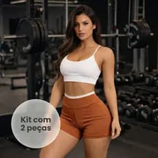 2 Bermuda fitness feminina Short para academia cintura alta Zero transparência poliamida