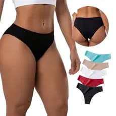 Kit 5 Calcinha Tanga Sem Costura Invisível Anti Marca Não Enrola Confortável Básica Moda Feminina