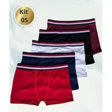 kit 5 Cueca Boxer Microfibra Forro de Algodão Kit com 5