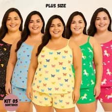 Kit 5 Baby Doll Plus Size XGG Feminino TAMANHO 44-46- 48-50