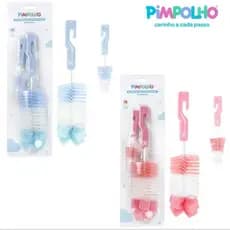 Kit Escova Higienizador de Mamadeiras e Bicos Marca com esponja Pimpolho. ENVIO IMEDIATO.