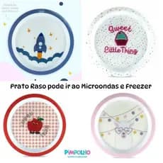 Prato Pratinho Infantil Raso podendo utilizar no Microondas e Freezer Pimpolho Original ENVIO IMEDIATO.