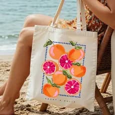 Ecobag Estilosa Praiana "Laranja" - 100% algodão.