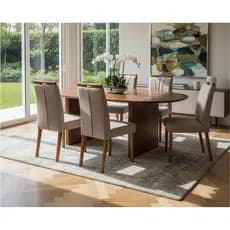 4 Cadeiras Para Sala Jantar Linho Decorativa Milão Milão Mel Champanhe