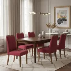 Kit Cadeiras De Jantar Estofadas Kit com 4 Roma Madeira Maciça Mel Vermelho
