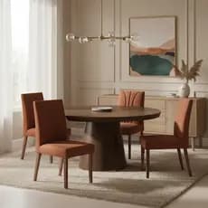 4 Cadeiras Para Sala Jantar Estofadas Sem Moldura Milão Mel Terracota