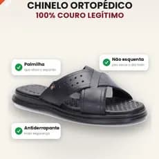 Sandália Franciscana Masculina Anti Stress ortopédico em Couro Legítimo