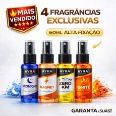 Aromatizante Automotivo Spray Premium 60ml Alta Fixação Cheirinho Carro Ayra Auto 4 Fragrâncias
