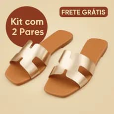 Kit 2 Sandália Rasteirinha Feminina Rasteira H Chinelo Flat Confortável Verao