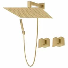Chuveirão 30x30 Dourado Fosco C Duchinha +2 Acabamentos Registros.