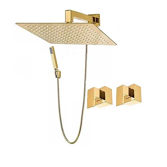 Chuveirão 20x20 Dourado C Duchinhas 2 Acabamentos Registros