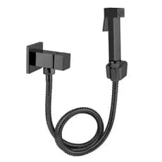 Ducha Higiênica Luxo P/ Banheiro e Lavabo Metal Quadrado Preto Fosco 1/4 Volta