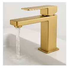 Torneira Monocomando Quadrada Para Banheiro Dourado Fosco