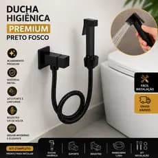 Ducha Higiênica Preto Fosco Metal Completa Com Registro 1/4 De Volta E Mangueira Flexível.