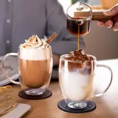 Xícara Café Vidro Duplo 350ml Kit 2 Unidades Promoção