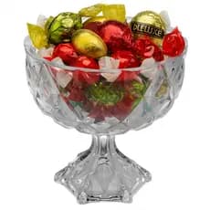Centro De Mesa Vidro 18x18cm Fruteira Baleiro Com Pé Cristal