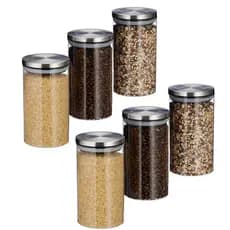 Kit 6 Potes De Vidro Hermetico 150ml Recipiente de Vidro Tampa Inox