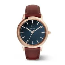 Relógio Masculino Casual Rosê Pulseira Couro New Port