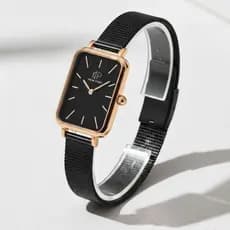 Relógio Feminino Preto Quadrado Elegante Casual New Port