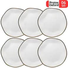 06 Pratos Rasos Ryo Maresia Areia - 6 Unidades Oxford Porcelanas