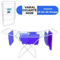 Varal De Chão MOR Grande Maxxi Com Abas Suporta 25kg de Roupas Úmidas Não Enferruja Dobrável Aço