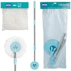 Kit Cabo para Mop 13L +  Refil Esfregão Limpeza Refil Extensor Giratório Mor