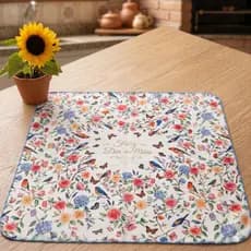 Toalha de Chá 63x63 Quadrada Decorativa - Floral Dia Das Mães 2026 Mesa Posta