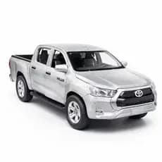 Miniatura Toyota Hilux – Metal – Cores Azul, Preto e Branco – 12cm