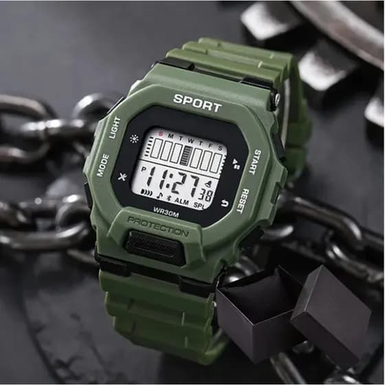 Relógio Digital Masculino Esportivo à Prova D'Água - Pulseira em Silicone