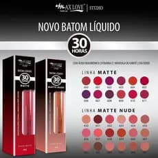 BATOM LIQUIDO MATTE OU NUDE 30 HORAS MAX LOVE