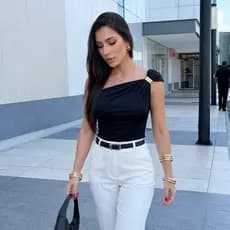 Blusa Feminina Estilosa Um Ombro Só Blusa Moda Blogueira Ajustada Suplex