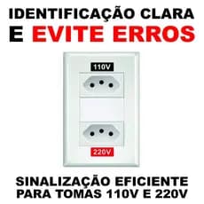 Etiqueta Adesiva Voltagem Tomada 110V 220V – Identificação de Energia Elétrica