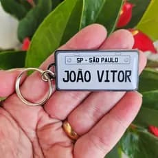 Chaveiro Placa Cinza Carro Antigo Personalizado