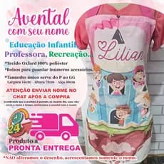 Avental Personalizado com nome , Educação Infantil, Professora, Recreação
