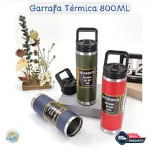 Garrafa Térmica Água Quente Frio 800ml Aço Inox Esportiva Canudo bico flip PRESENTE DIA DOS NAMORADOS