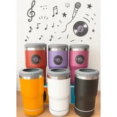 Copo Térmico Long Neck Inox 420 ml Com Som Bluetooth Removível e Recarregável,  Copo Com Isolamento