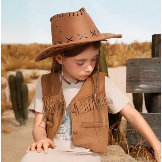 Chapéu Cowboy infantil 4 Cores para idade 4-8 anos